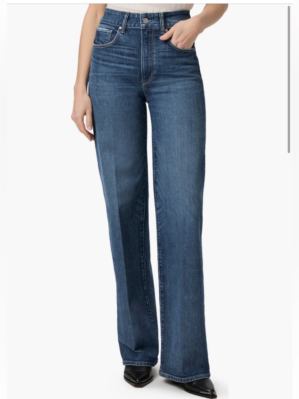 PAIGE SASHA- Mid Wash Wide-Leg Jeans in Blue- NWOT- 31